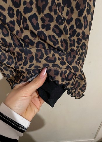 Dantel Detaylı Leopar Desenli Midi Elbise - Görsel 3