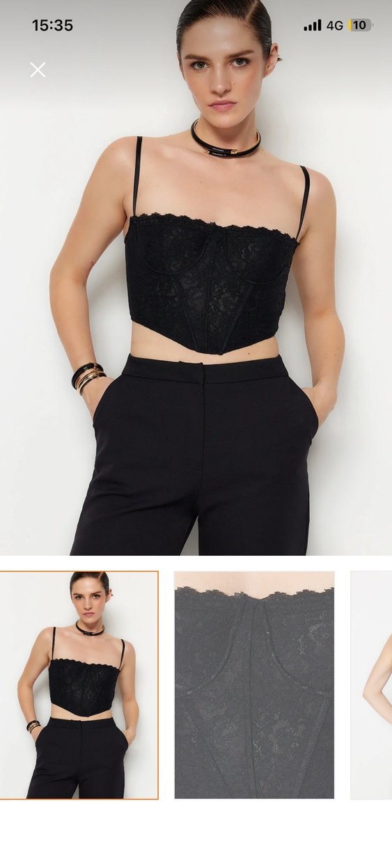 Siyah Dantel Detaylı Gotik Büstiyer - Görsel 4