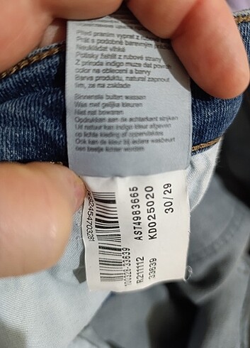 29 Beden lacivert Renk mavi jeans 30/29 kot pantolon, koton L gri kısa kollu tisort