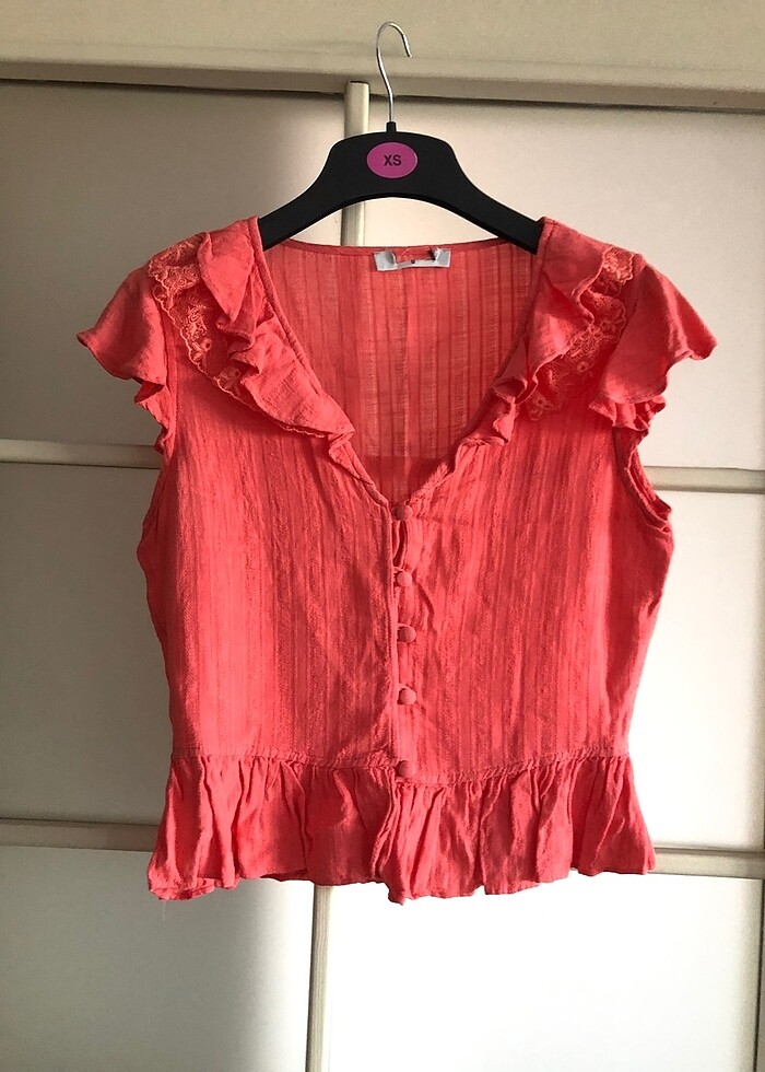 Pamuklu kumaş bluz - Görsel 2