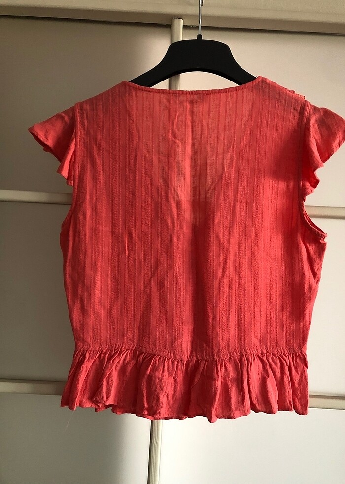 Pamuklu kumaş bluz - Görsel 3