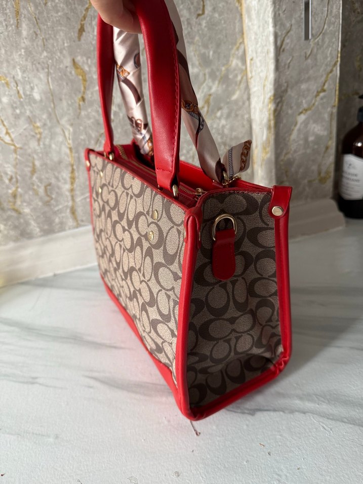 Kırmızı Baskılı Kadın El Çantası - Görsel 5