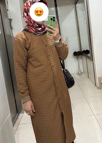 Düğmeli Kahverengi Midi Kadın Kaban - Görsel 2