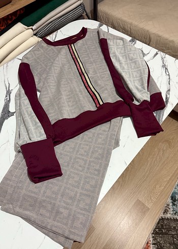 Gri Kadın Triko Takım - Görsel 2