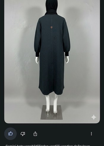 Düğmeli Gri Uzun Keten Kadın Kaban - Görsel 2