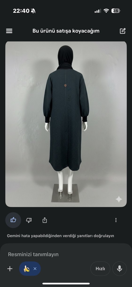 Düğmeli Gri Uzun Keten Kadın Kaban - Görsel 2