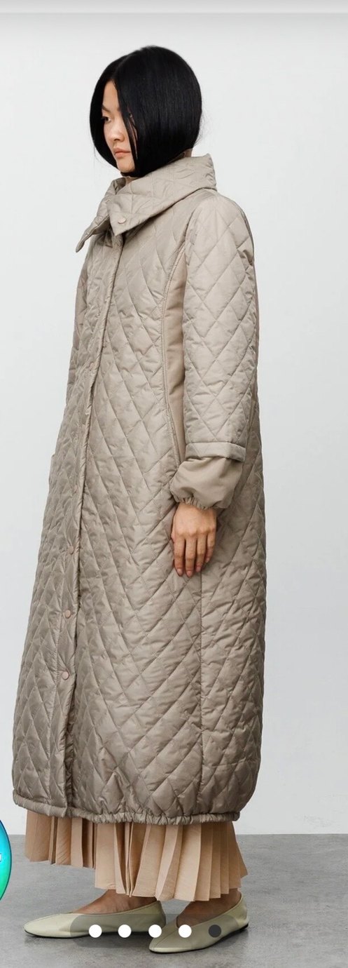 Bej Uzun Kadın Mont, Düğmeli, Rahat Kesim - Görsel 3