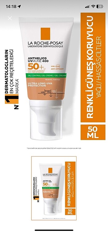 la roche posay renkli güneş kremi