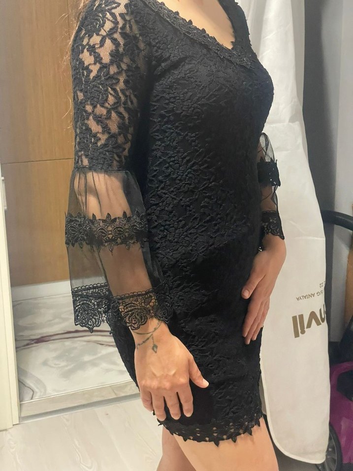 güpürlü mini elbise - Görsel 3