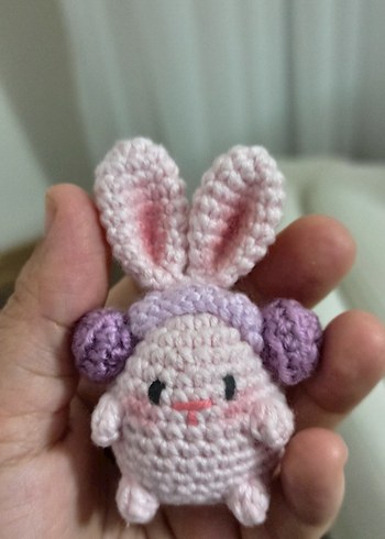 Pembe Pastel Örgü Tavşan Peluş Oyuncak