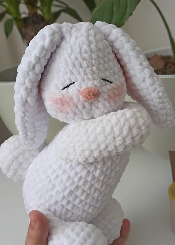 Beden Beyaz Peluş Oyuncak Tavşan