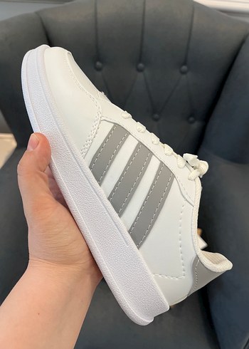 Adidas Puma Beyaz Gri Bağcıklı Spor Ayakkabı 36
