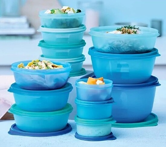 Tupperware şeker kap saklama kabı full set 13 lü