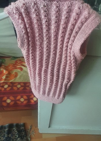 Kız Çocuk Pembe Triko V Yaka Süveter - Görsel 2