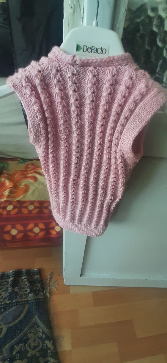 Kız Çocuk Pembe Triko V Yaka Süveter - Görsel 2