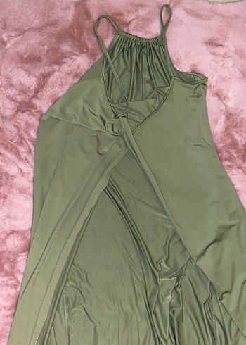 H&M Yeşil Drapeli Uzun Askılı Elbise