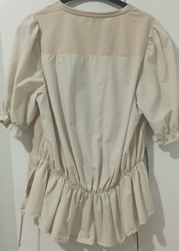 Kızlar için bol kesim baskılı bej tişört - Görsel 4