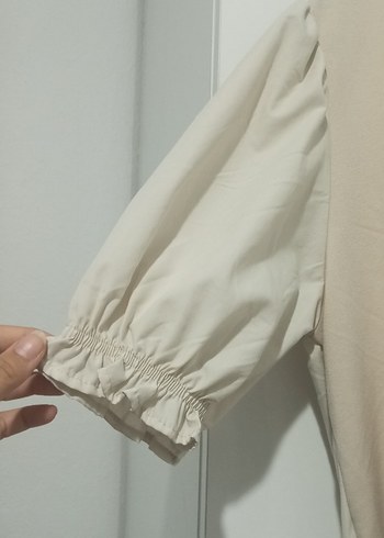 Kızlar için bol kesim baskılı bej tişört - Görsel 2