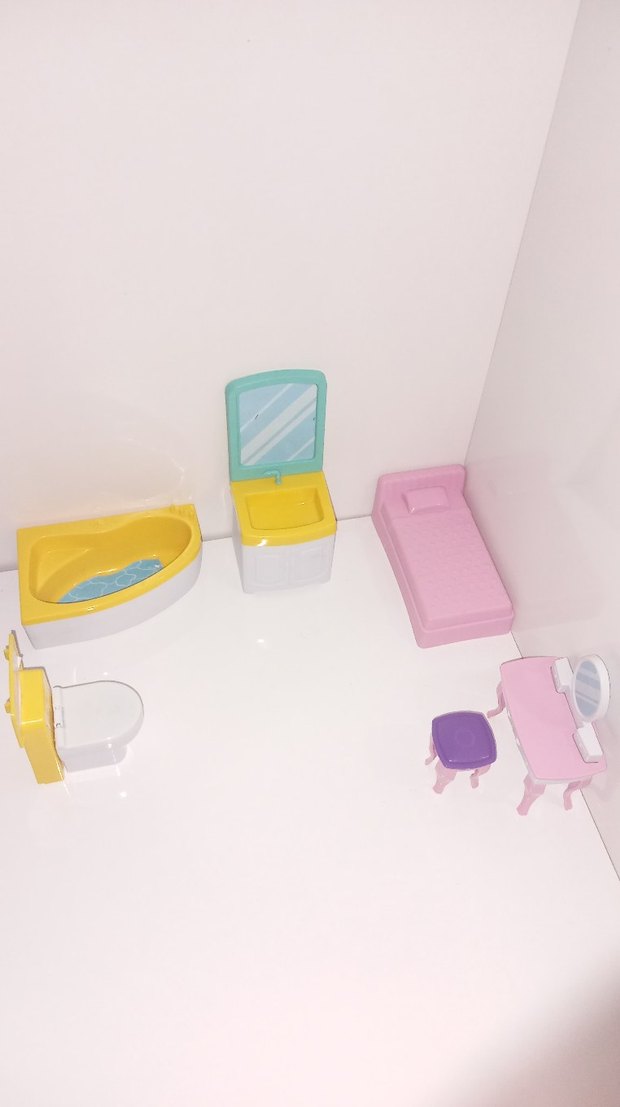 Pastel Renkli Oyuncak Bebek Mobilyası Seti - Görsel 4