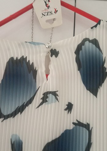 Beyaz Pilili Uzun Kollu Salaş Bluz - Görsel 5