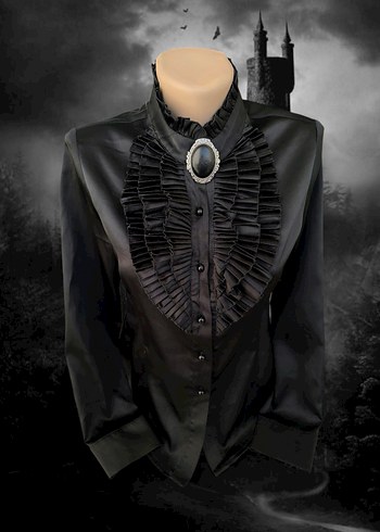 Gothic Fırfırlı Saten Gömlek