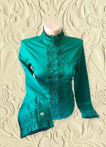 s Beden yeşil Renk Victorian Lolita Bluz 