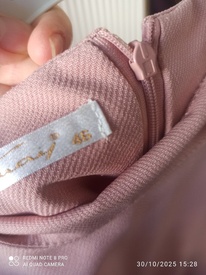 Pembe Uzun Kollu Düz Uzun Elbise - Görsel 3