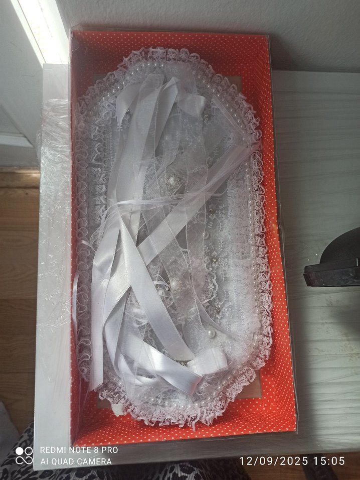 Beyaz Dantel Vintage Düğün Aksesuar Seti Nisan yüzük tepsisi - Görsel 2