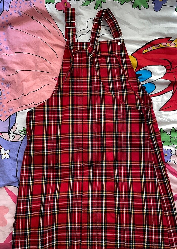 vintage ekose salopet - Görsel 2