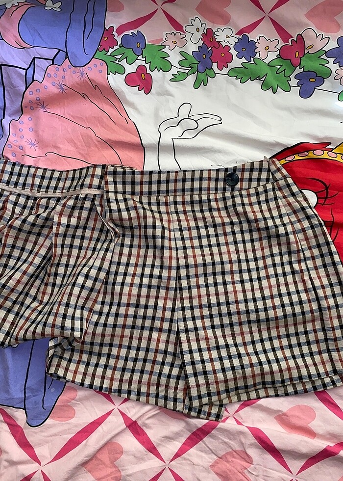 vintage ekose şort etek - Görsel 2