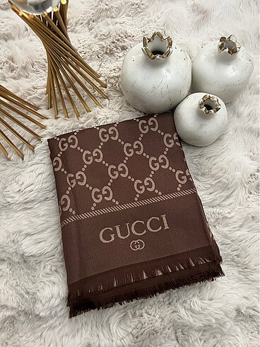 Gucci çift taraflı kaşmir ipek şal