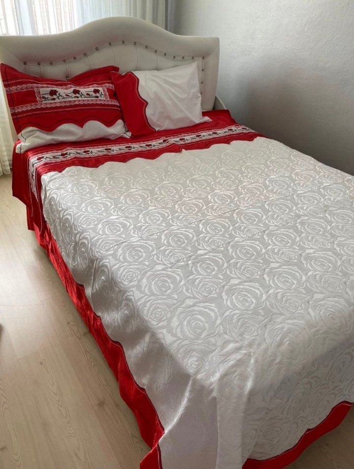 İşlemeli Çift Kişilik Pike Takımı - Görsel 2