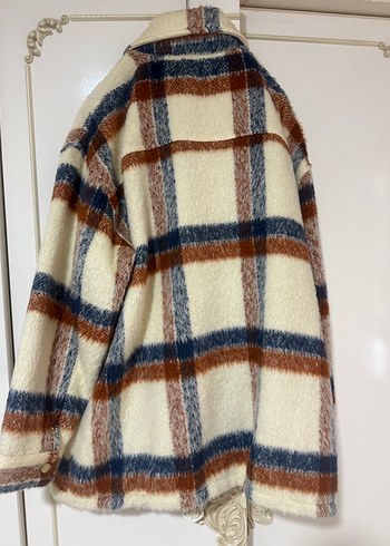 Düğmeli, Uzun Kollu Kadın Yün Gömlek astarlı ceket - Görsel 2