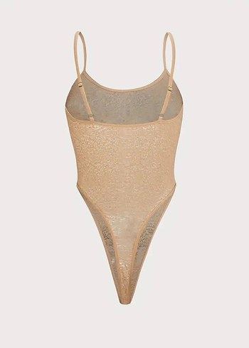 Ten rengi Dantelli İnce Askılı Kadın bodysuit - Görsel 2