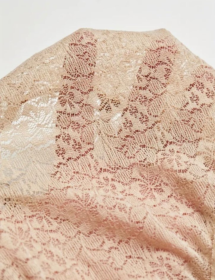 Ten rengi Dantelli İnce Askılı Kadın bodysuit - Görsel 4