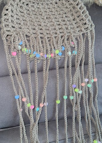 Püsküllü  Renkli boncuklu Örgü Saç Aksesuarı - Görsel 2