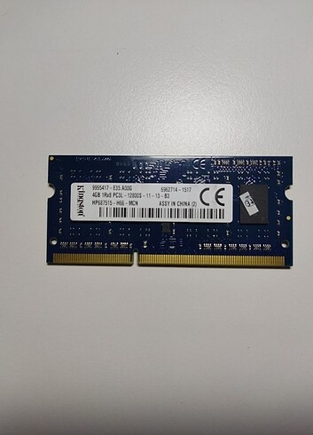 Kingston 4Gb Ddr3 1600Mhz Laptop Ram