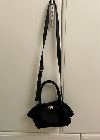 Mia Collection Siyah Süet Tokalı Kadın Çanta - Görsel 4