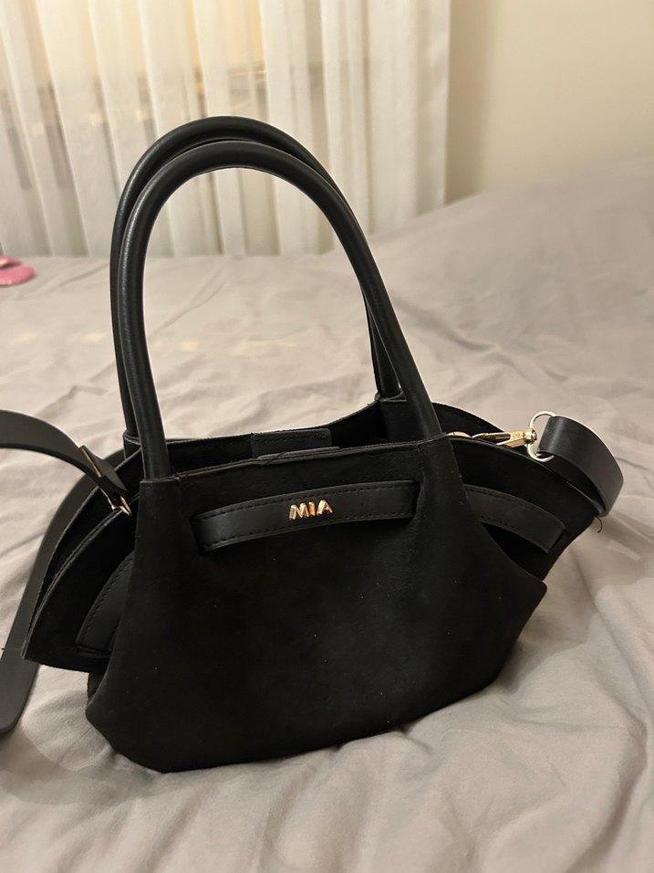 Mia Collection Siyah Süet Tokalı Kadın Çanta - Görsel 2