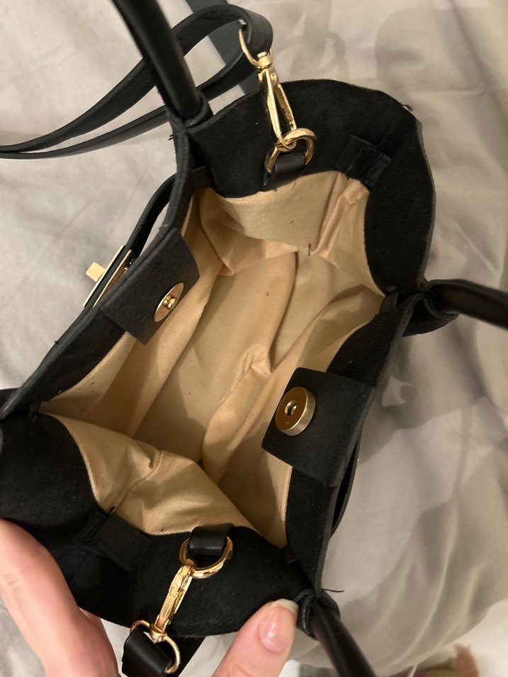 Mia Collection Siyah Süet Tokalı Kadın Çanta - Görsel 3