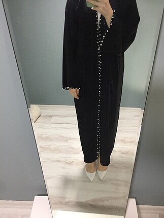 İncili el işlemesi kimono abaya