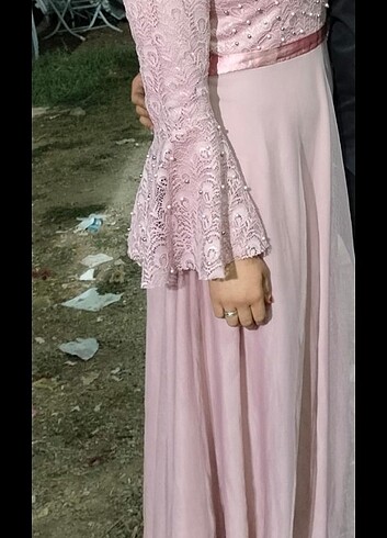 44 Beden pembe Renk Tesettür abiye 