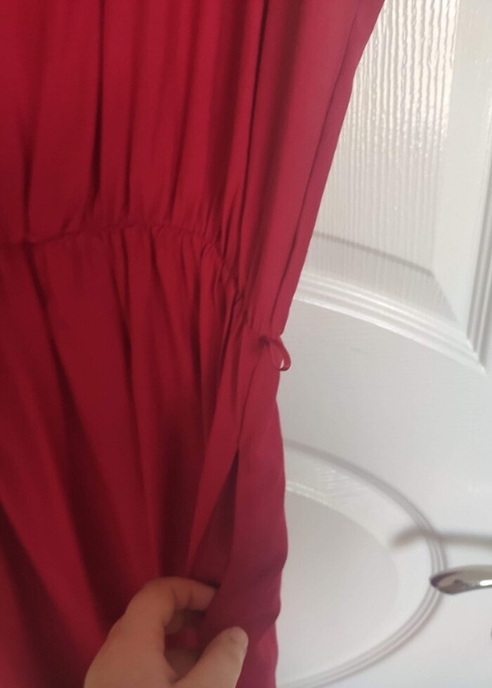 Nar Çiçeği Rengi Elbise  - Görsel 3