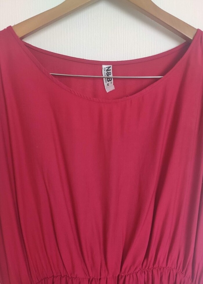 Nar Çiçeği Rengi Elbise  - Görsel 2