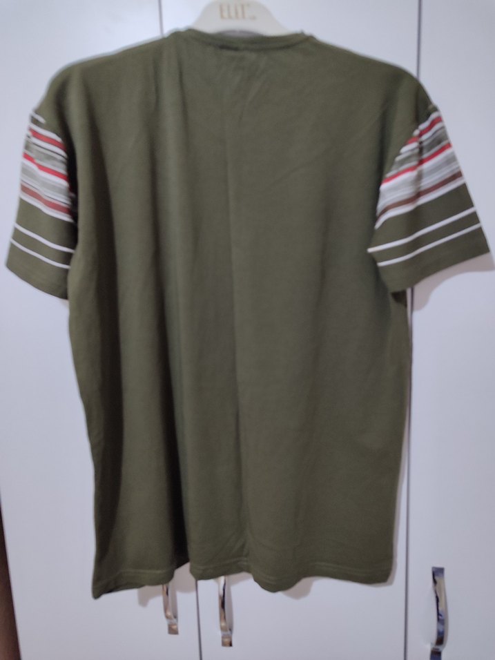 Çizgili Gri-Khaki Erkek üst pijama - Görsel 2