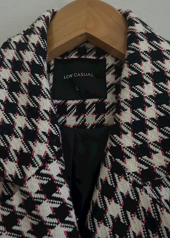 l Beden kahverengi Renk Düğmeli siyah beyaz pembe Kaz Ayağı Desenli Kadın Blazer