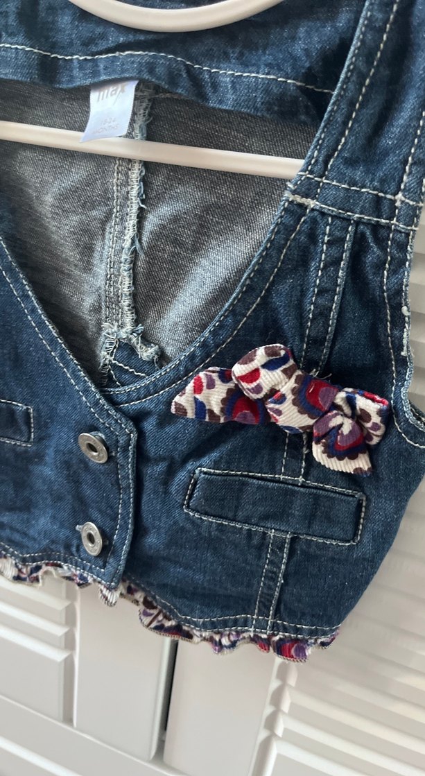 Kız Çocuk Kot Düğmeli Kolsuz Yelek - Görsel 3