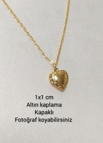 ALTIN KAPLAMA KAPAKLI KALP KOLYE 