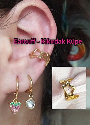 Altın kaplama earcuff kıkırdak küpe deliksiz 