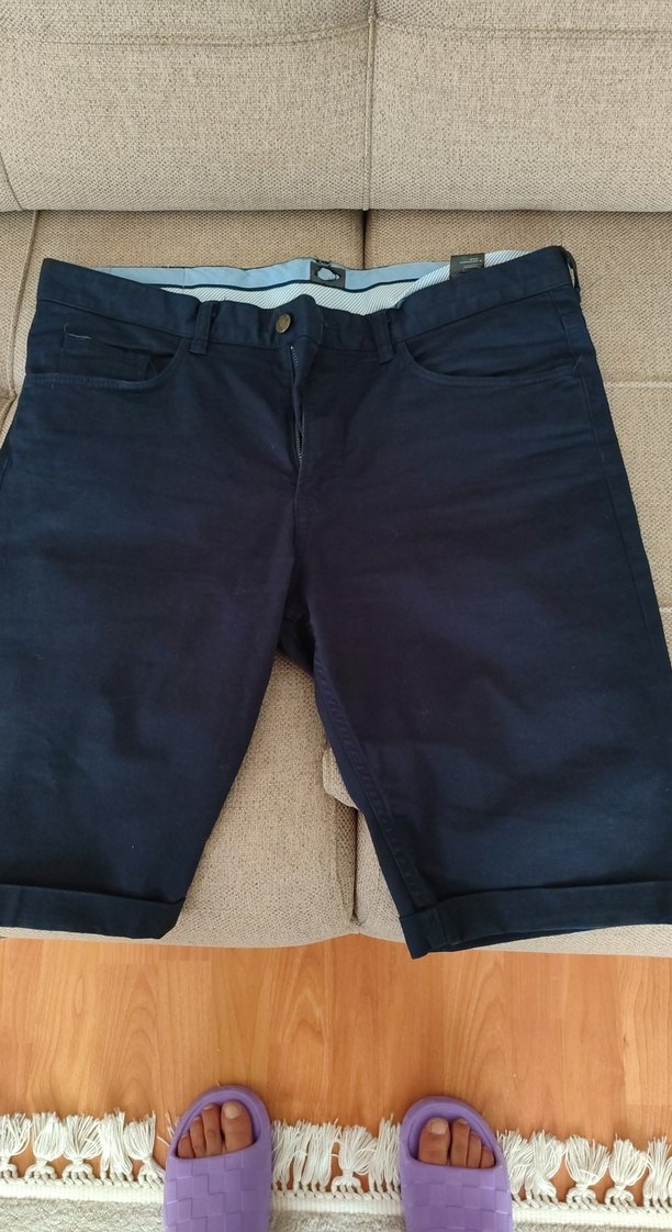 Lacivert Regular Fit Kot Bermuda Şort - Görsel 2